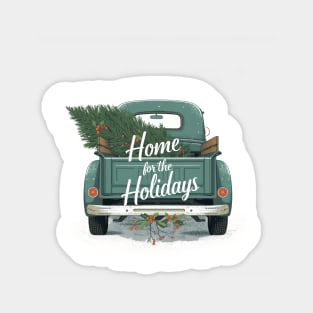 Home for the Holidays Vintage Christmas Truck Sticker